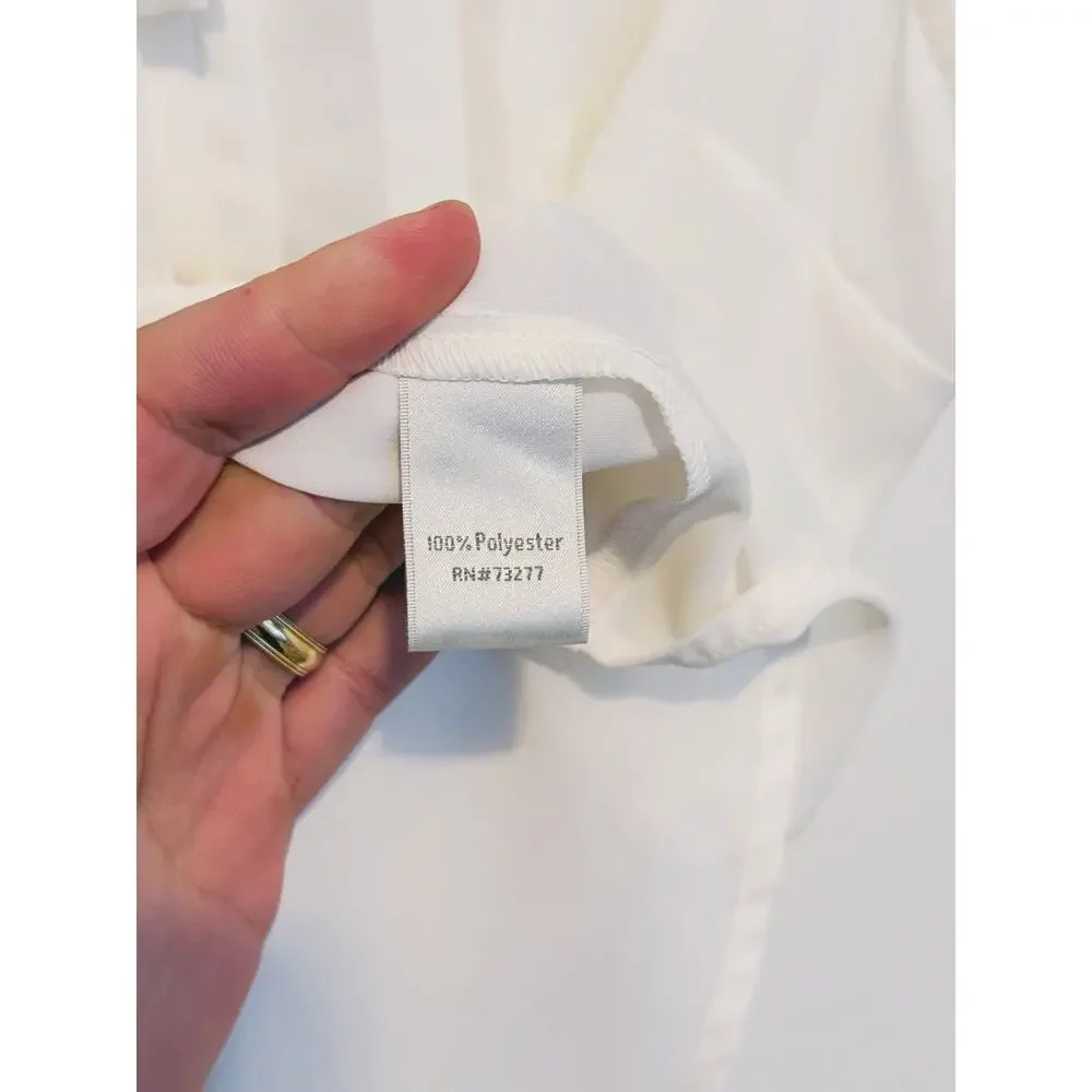 LC Coquette Bow Button Sleeveless Blouse Size XL White Preppy Soft Old Money - Picture 6 of 8